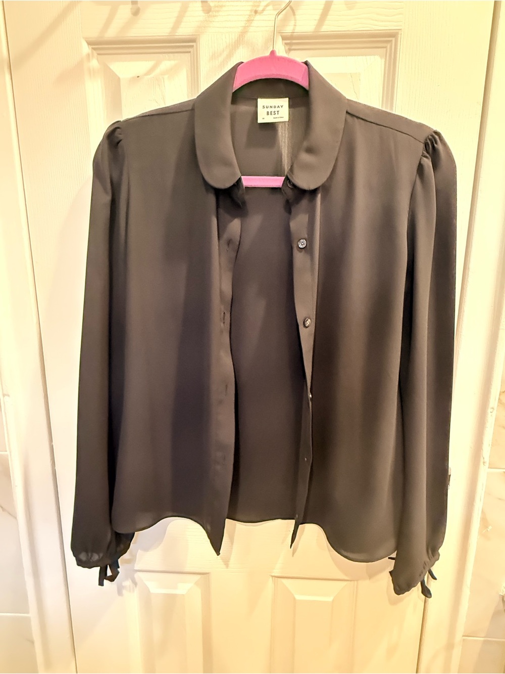 Sunday Best Black Blouse with Collar Size XS